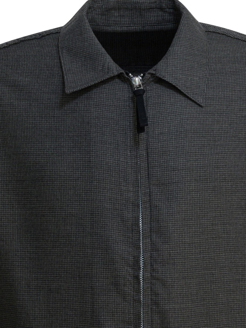 Comme Des Garçons Grey Cotton Overshirt Jacket With Structured Collar And Zippered Pockets