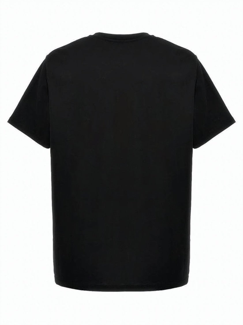 Balmain Short-Sleeve Black Cotton T-Shirt With Bold Branding Detail