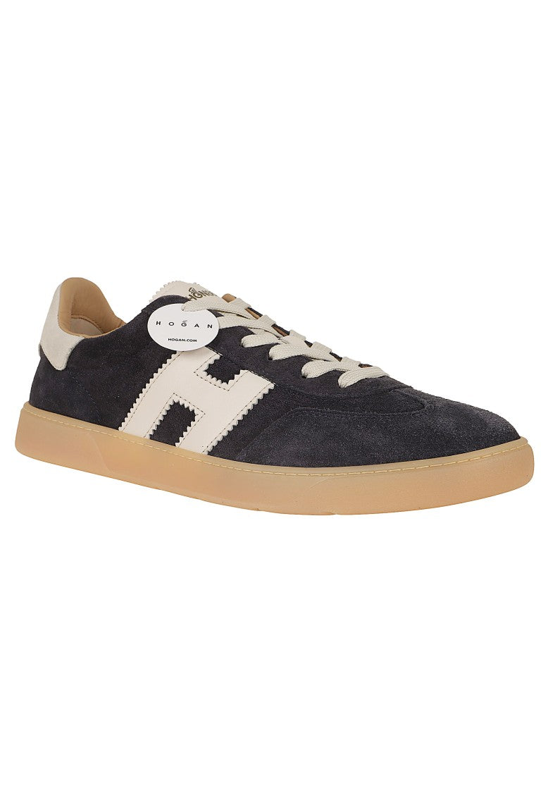 Hogan Black Calfskin Low-Profile Monogram Sneakers
