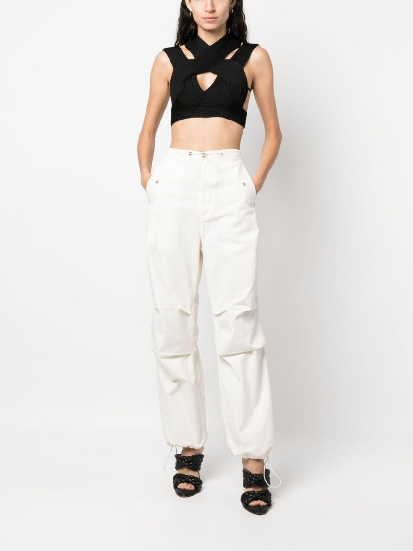 Balmain Cut-Out Ribbed Cropped Top