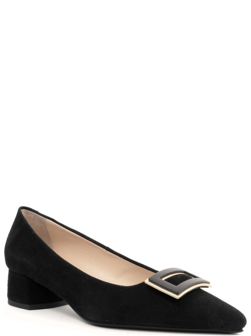 Sergio Moretti Classic Closed Mid-Heel Pumps With Buckle Detail