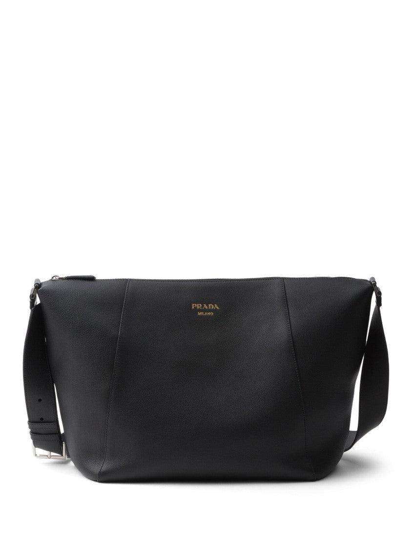Prada Black Bandoleira Soft Grain Leather Satchel