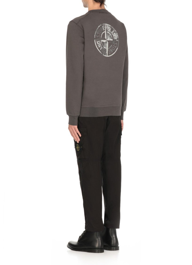 Stone Island Black Long-Sleeve Sweatshirt With Central Logo