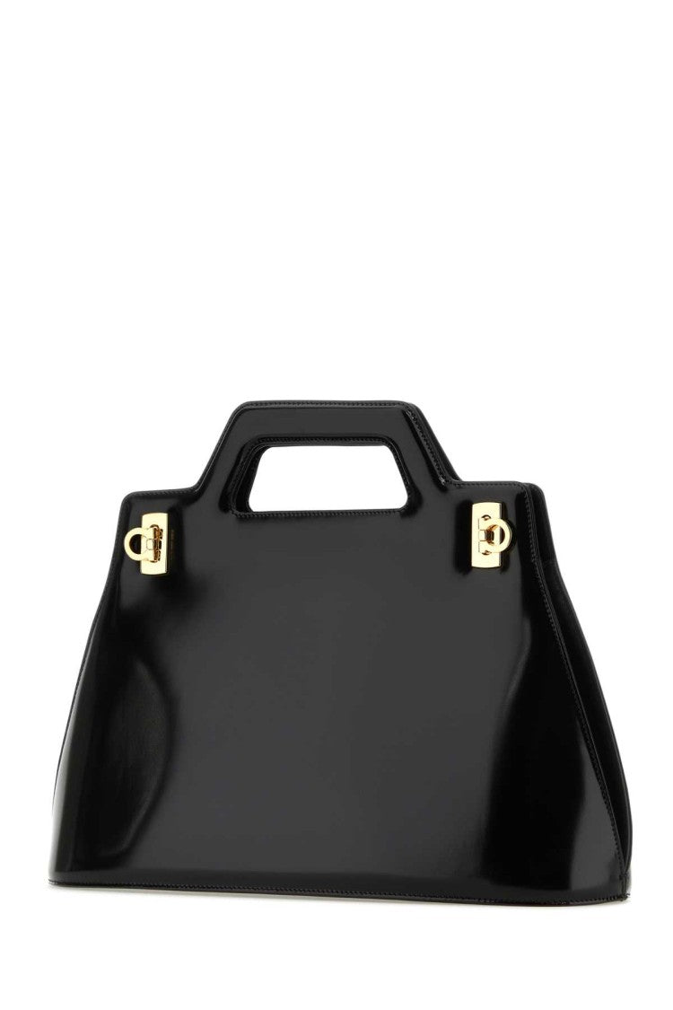 Salvatore Ferragamo Black Leather Wanda M Handbag