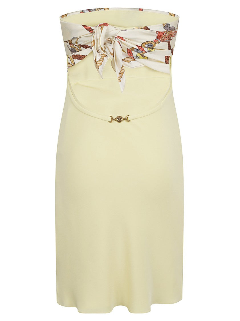 Versace Strapless Mini Dress In Crepe Marocain Silk With Medusa Detail