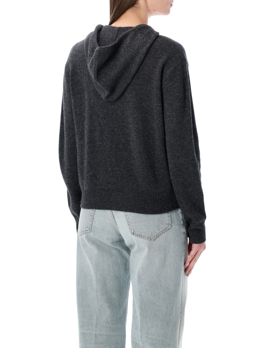 Sporty And Rich Grey Cashmere Zip Hoodie