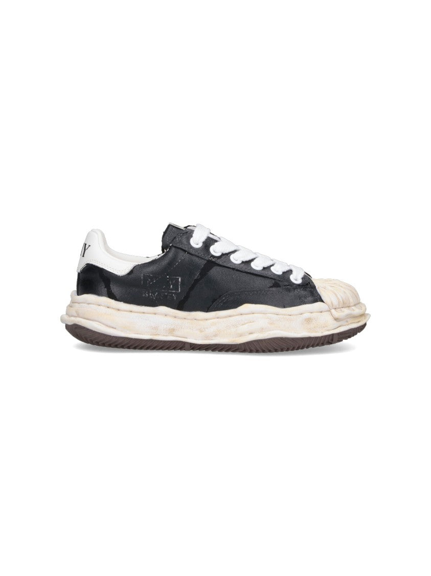 Maison Mihara Yasuhiro Artistic Black Leather Sneakers With Distressed Sole