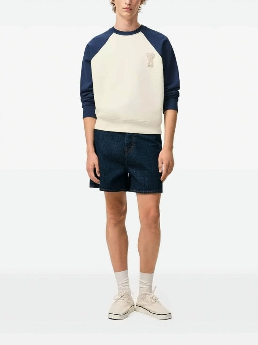 Ami Paris Color-Block Long Sleeve Sweatshirt