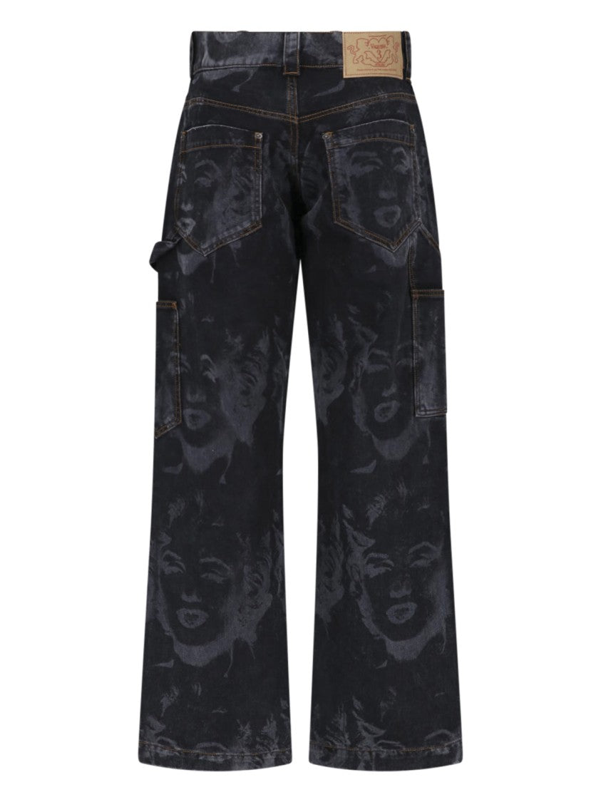 Vaquera Wide-Leg Faded Print Jeans