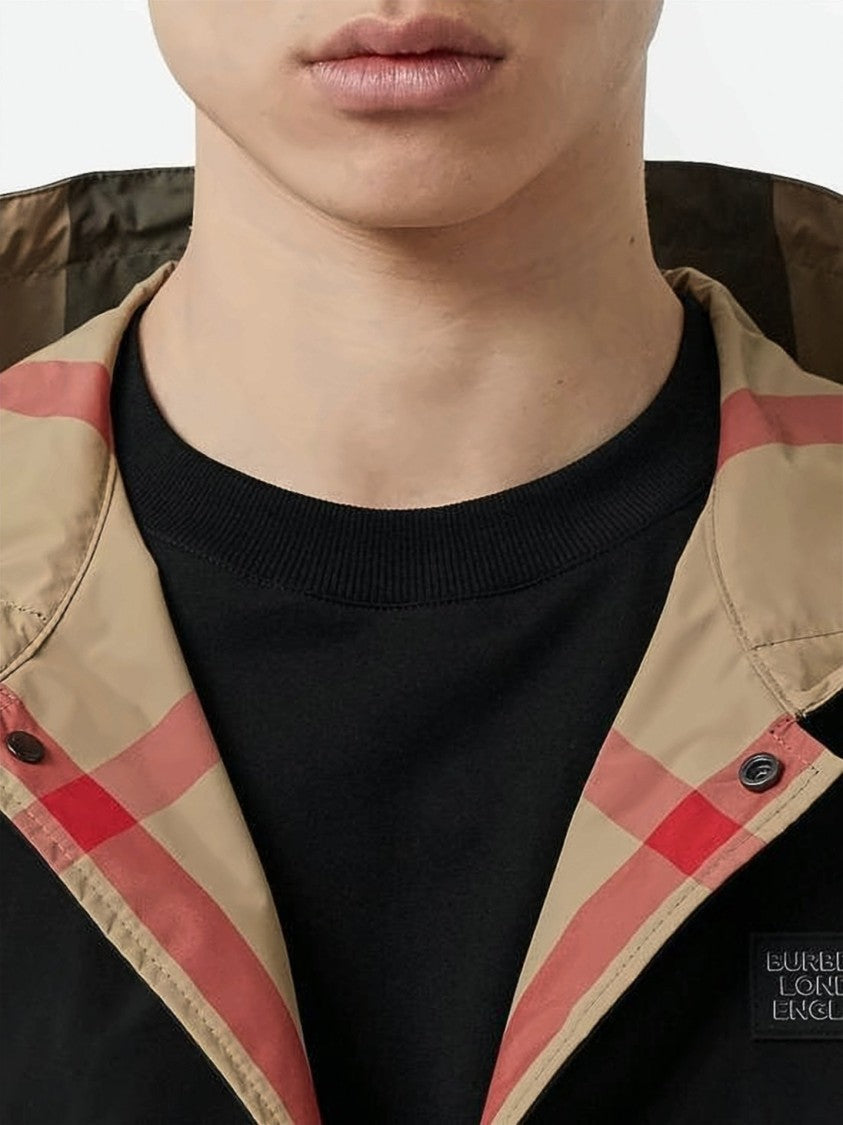 Burberry Reversible Hooded Short Jacket With Classic Check And Solid Design