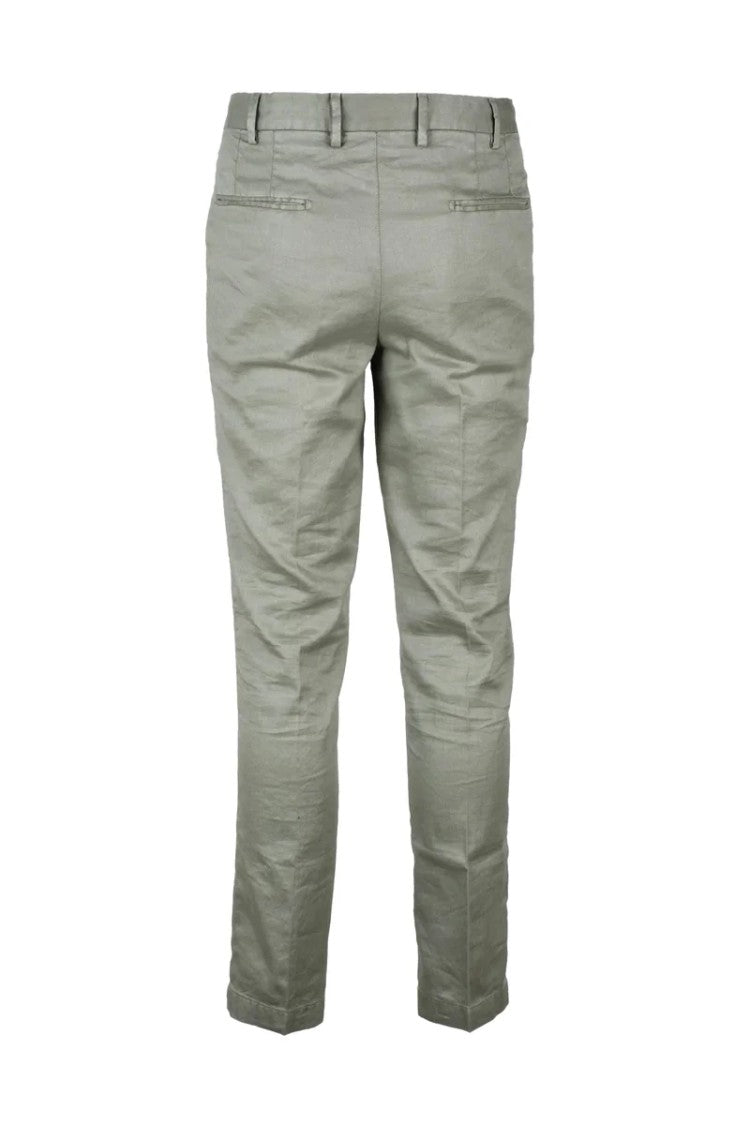 Devore Devore Linen-Cotton Blend Stretch Trousers With Mid-Rise Waist And Tailored Fit