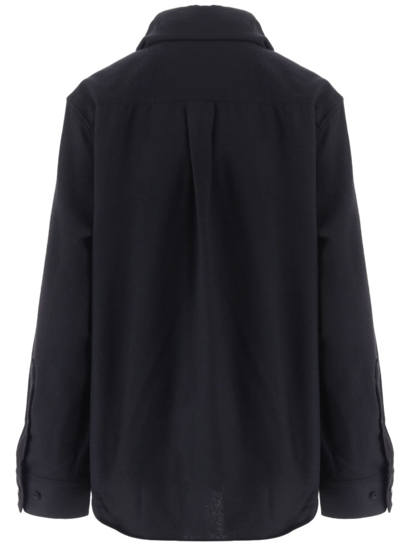 Alainpaul Black Scarf-Style Collar Cotton Shirt