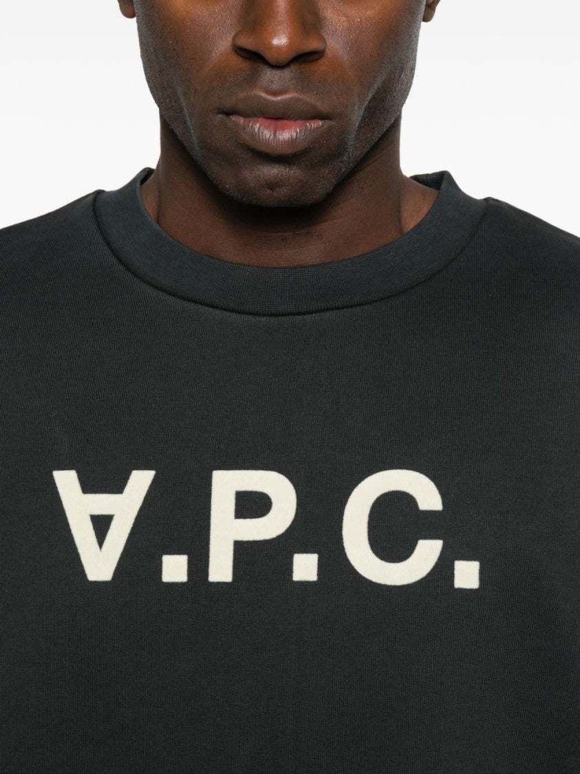 A.P.C. Black Minimalist Logo Cotton Sweatshirt