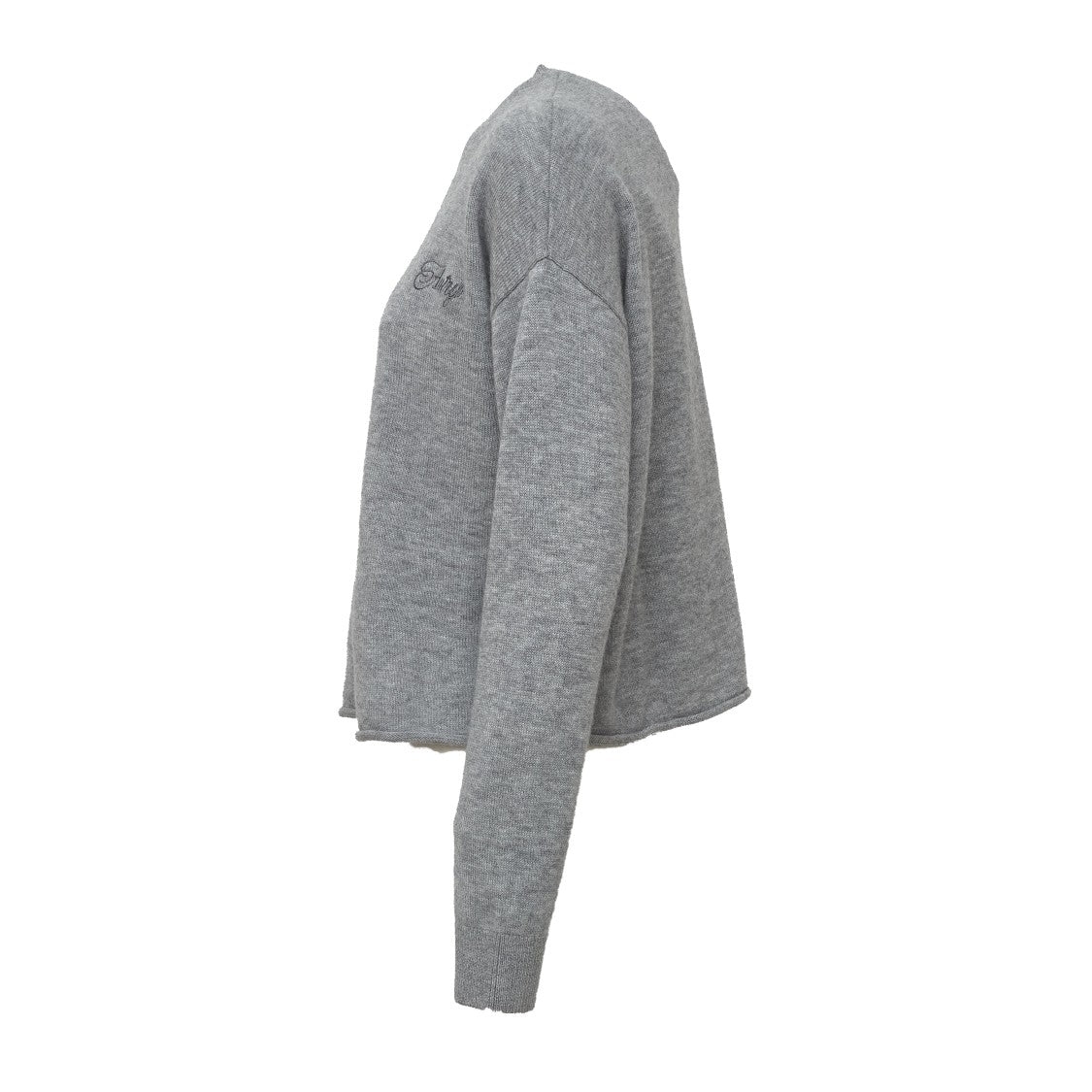 Autry Heathered Grey Ribbed Wool Sweater