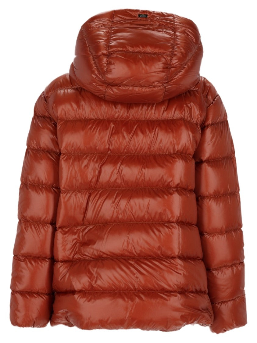 Herno Quilted Puffer Jacket With Hooded Design And Glossy Finish
