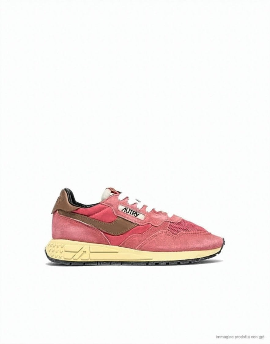 Autry Retro-Inspired Pink Suede And Mesh Sneakers