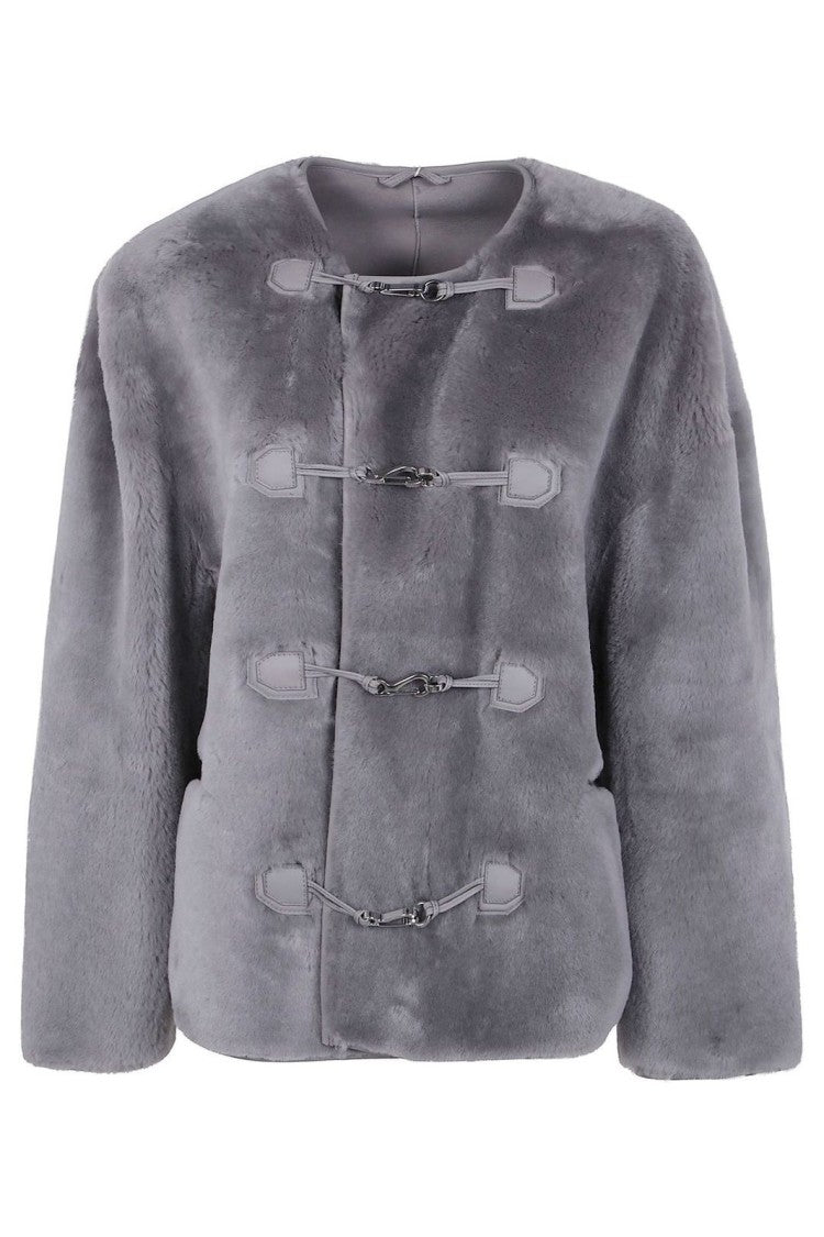 Totême Boxy Lambskin Jacket With Collarless Design