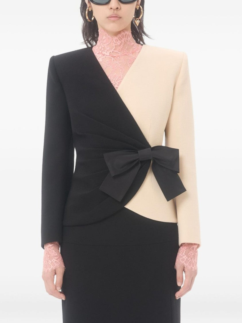 Valentino Garavani Wool Crepe Jacket With Contrasting Bow