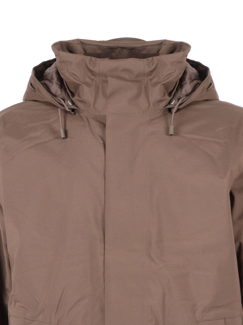 K-Way Mid-Length Padded Jacket With Adjustable Hood And Concealed Closure