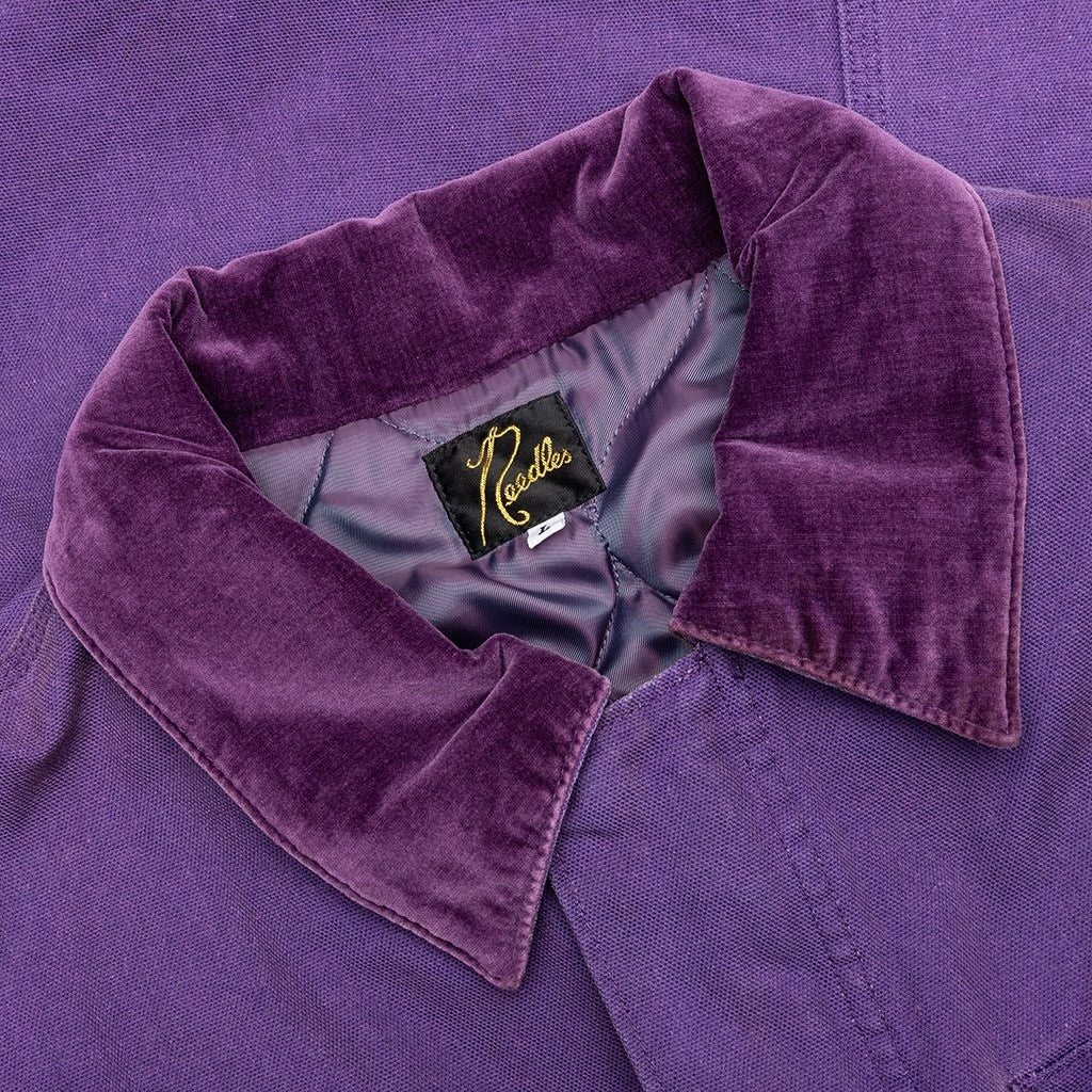 Needles Purple Jacket With Contrasting Corduroy Collar And Logo Patch