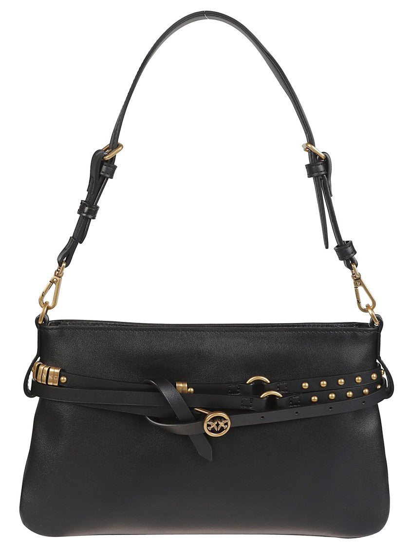 Pinko Belt Mini Bag Black Calf Leather Shoulder Bag