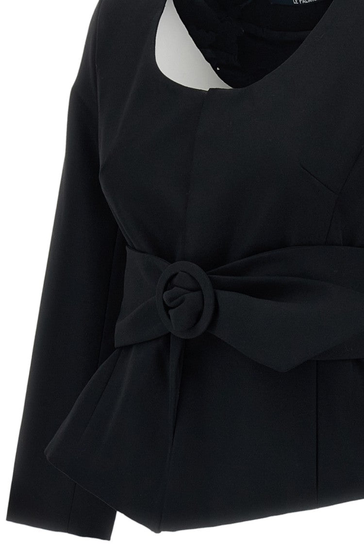 Jacquemus Black The Miami Belted Structured Wool Blazer