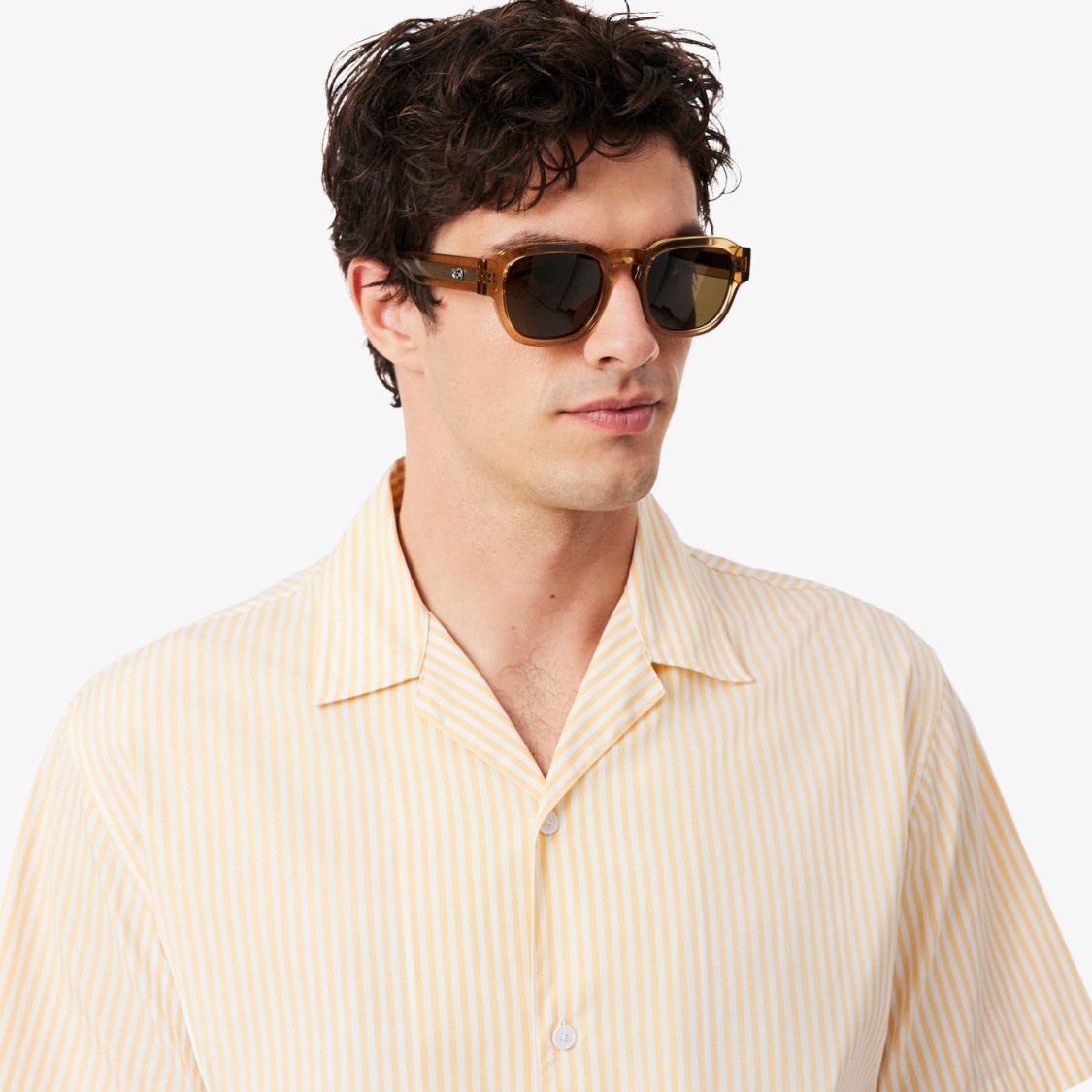 Lacoste Short-Sleeve Camp Collar Shirt With Abstract Waves