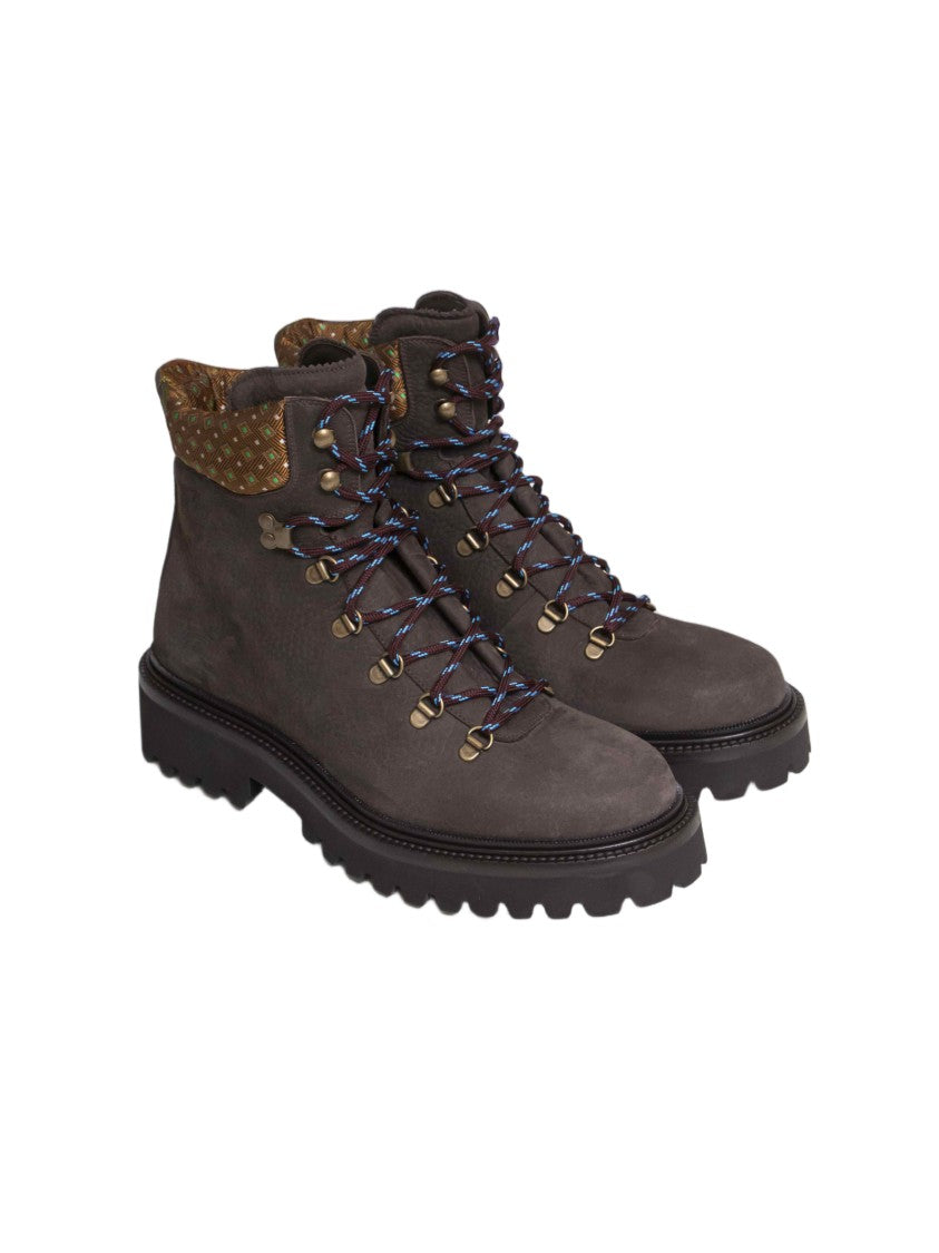 Etro Dark Suede Padded Collar Ankle Boots
