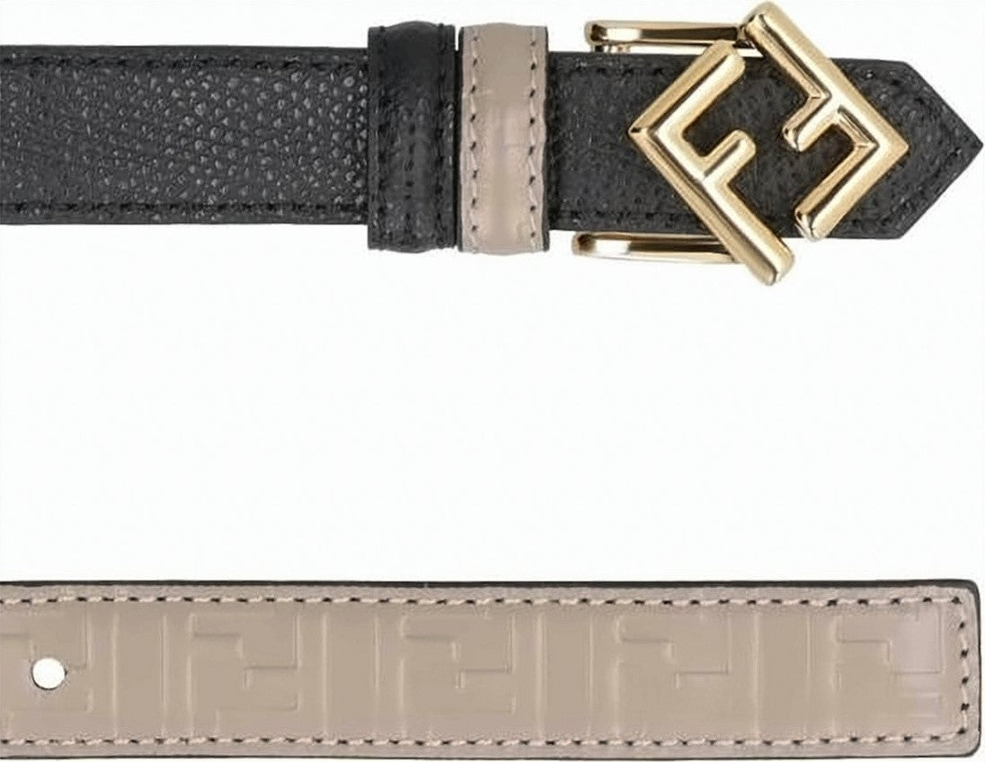 Fendi Textured Black Leather Belt