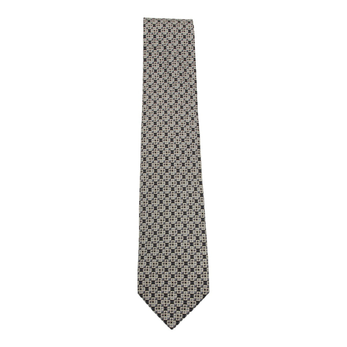 Ferragamo Geometric Pattern Tie In Black And Beige