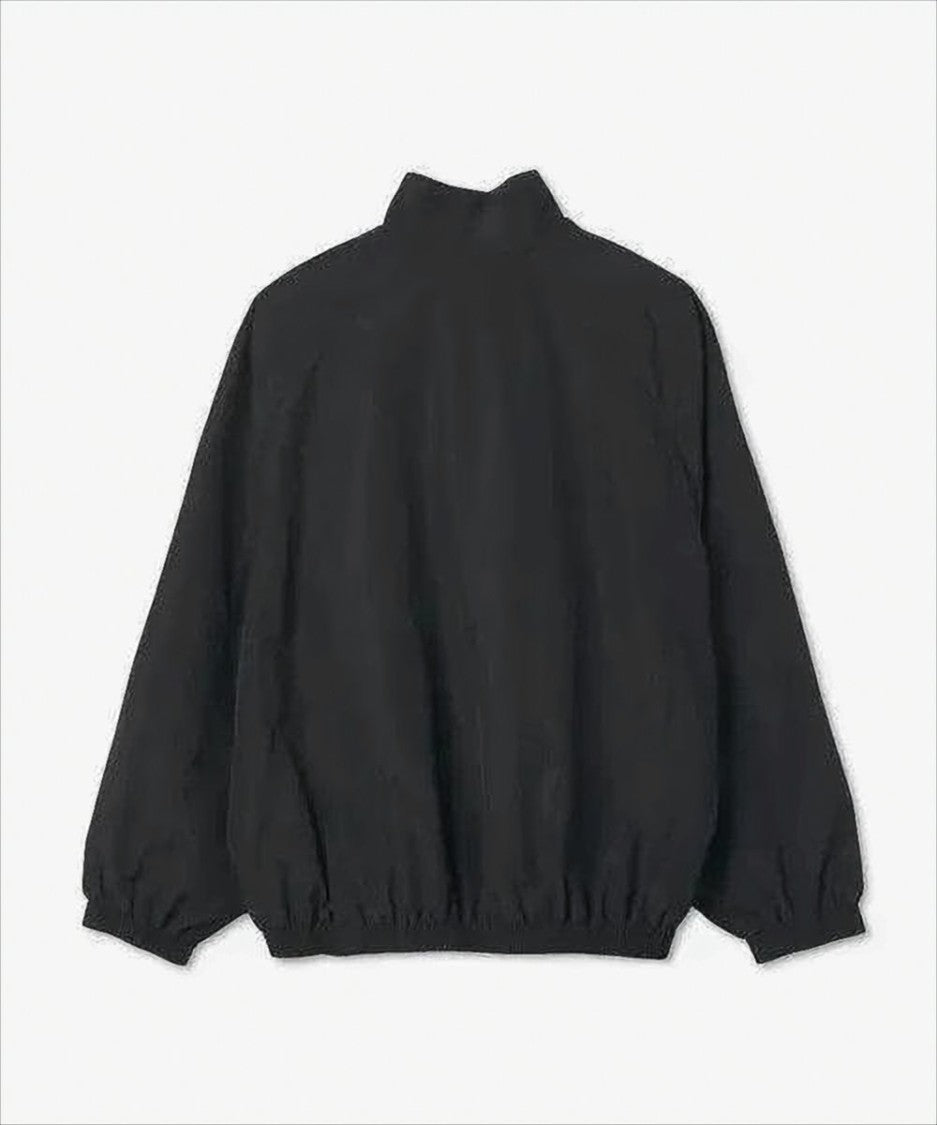 Balenciaga Black Relaxed Fit Polyamide Jacket With High Collar And Embroidered Logo