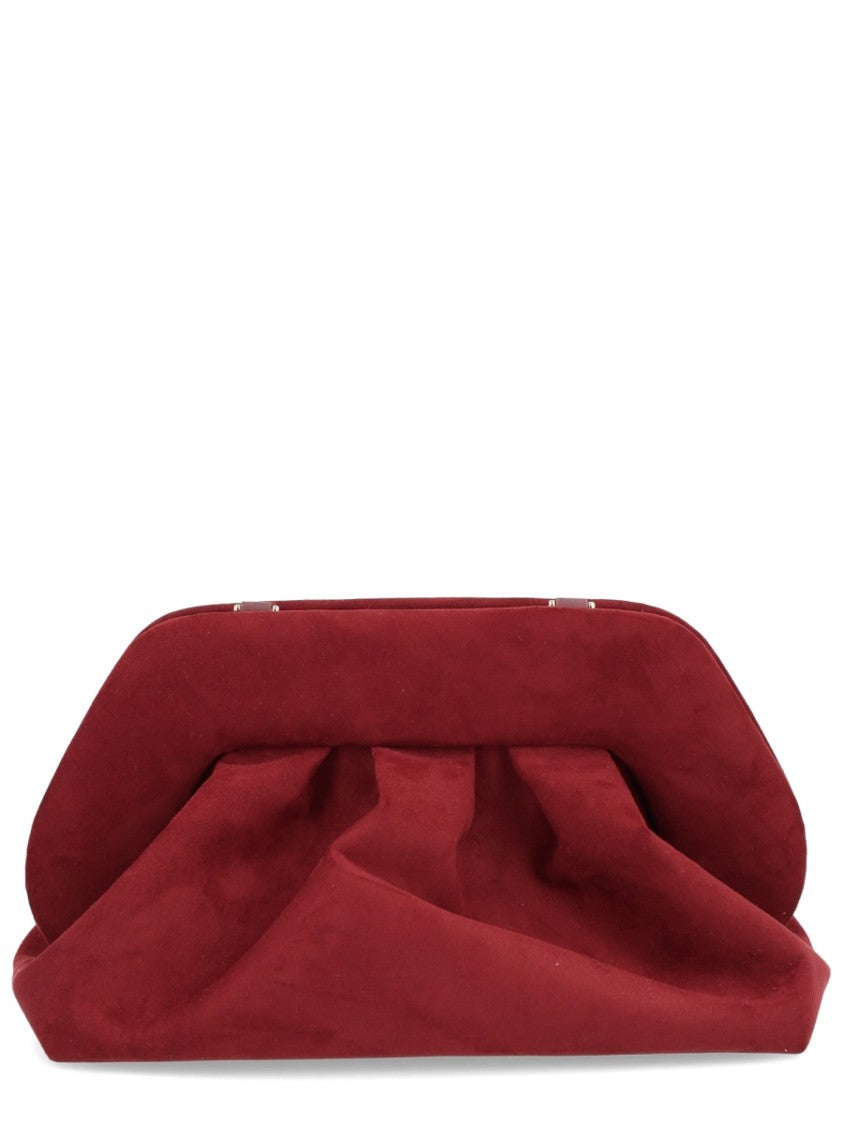 Themoirè Bordeaux Ruched Frame Clutch