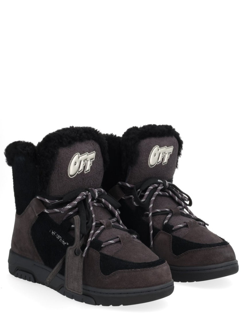Off-White Anthracite High-Top Fur Boots