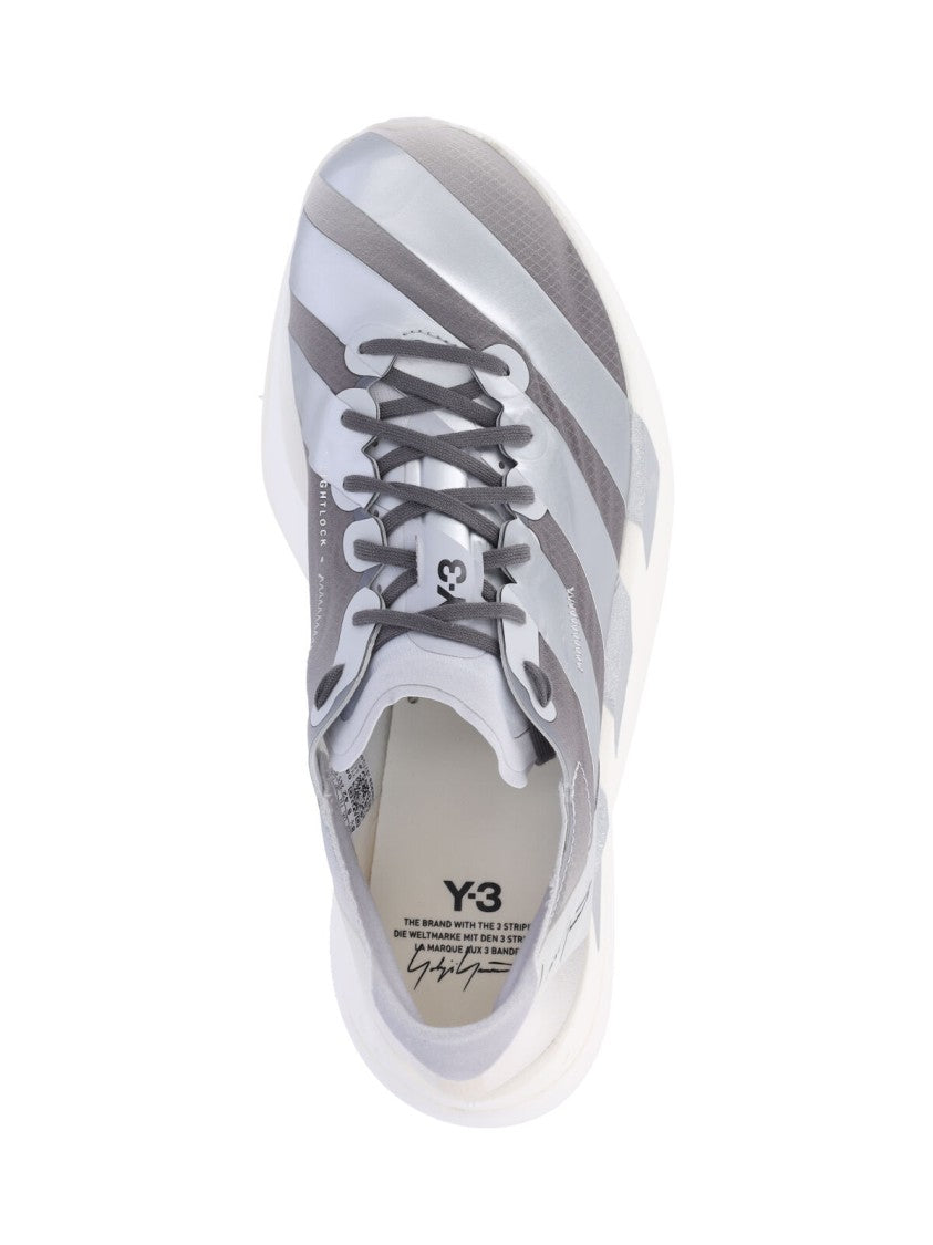 Y-3 Grey Fabric Sneakers With Rounded Toe And Lace-Up Detail