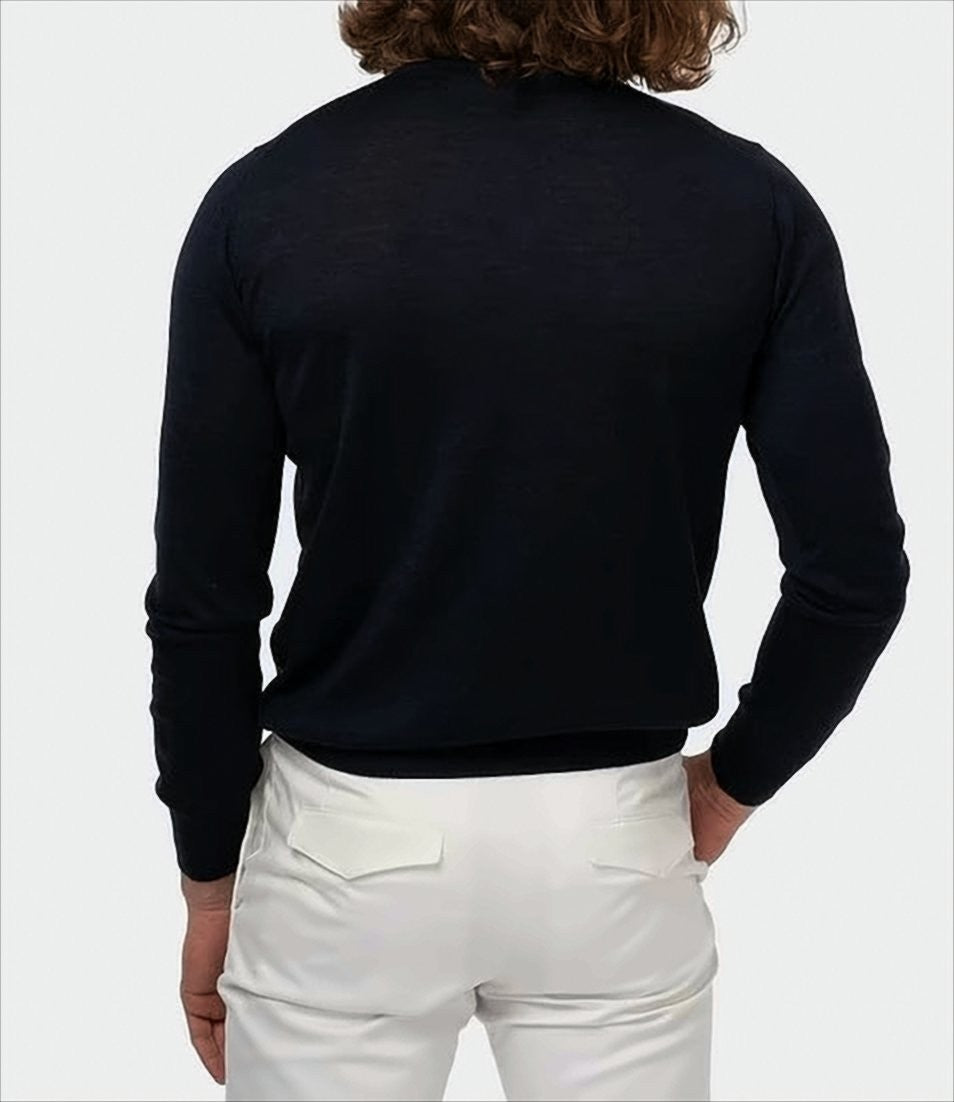 Gran Sasso Blue Crew Neck Sweater In Extra Virgin Wool
