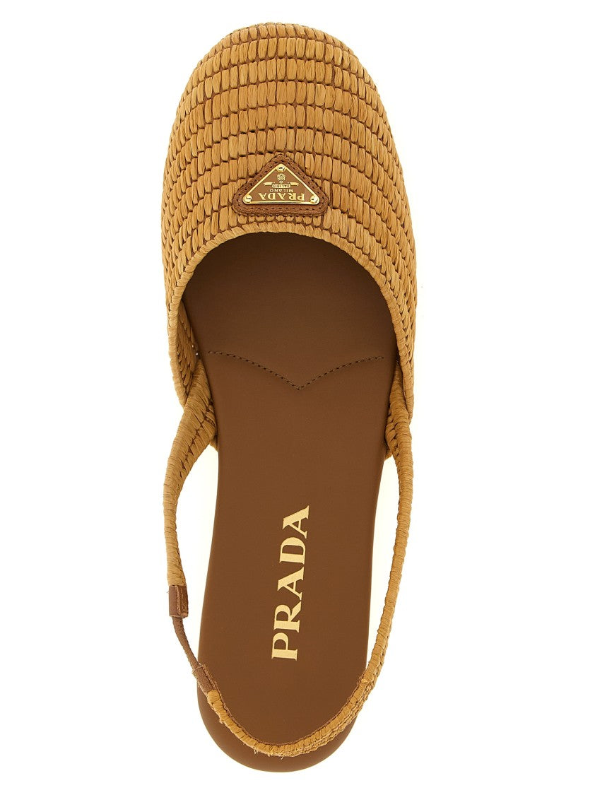 Prada Crochet Viscose Slingbacks With Enameled Logo