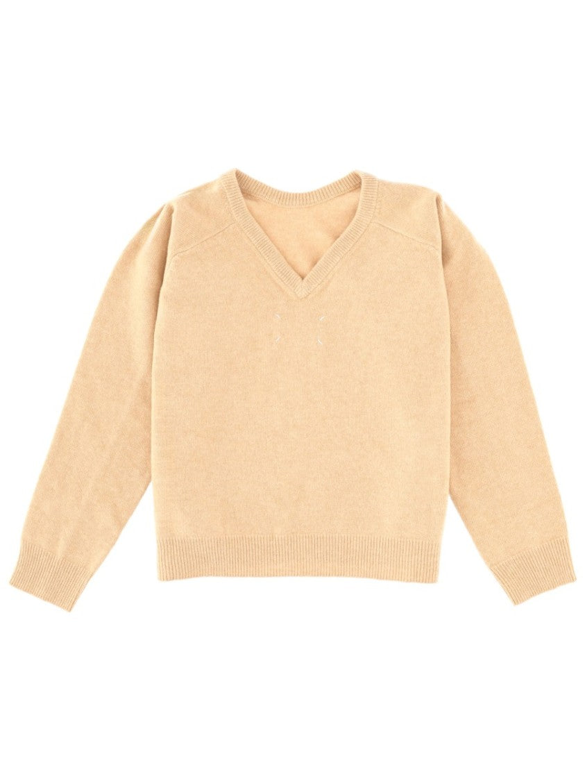 Maison Margiela Beige Roma Wool V-Neck Sweater