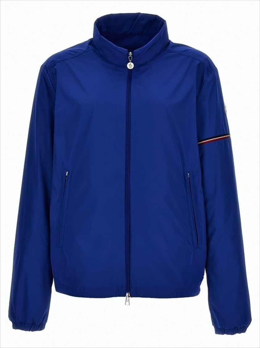 Moncler Stand Collar Blue Polyester Moncler Jacket
