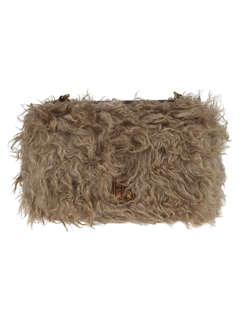 Burberry Textured Brown Mohair Blend Bag