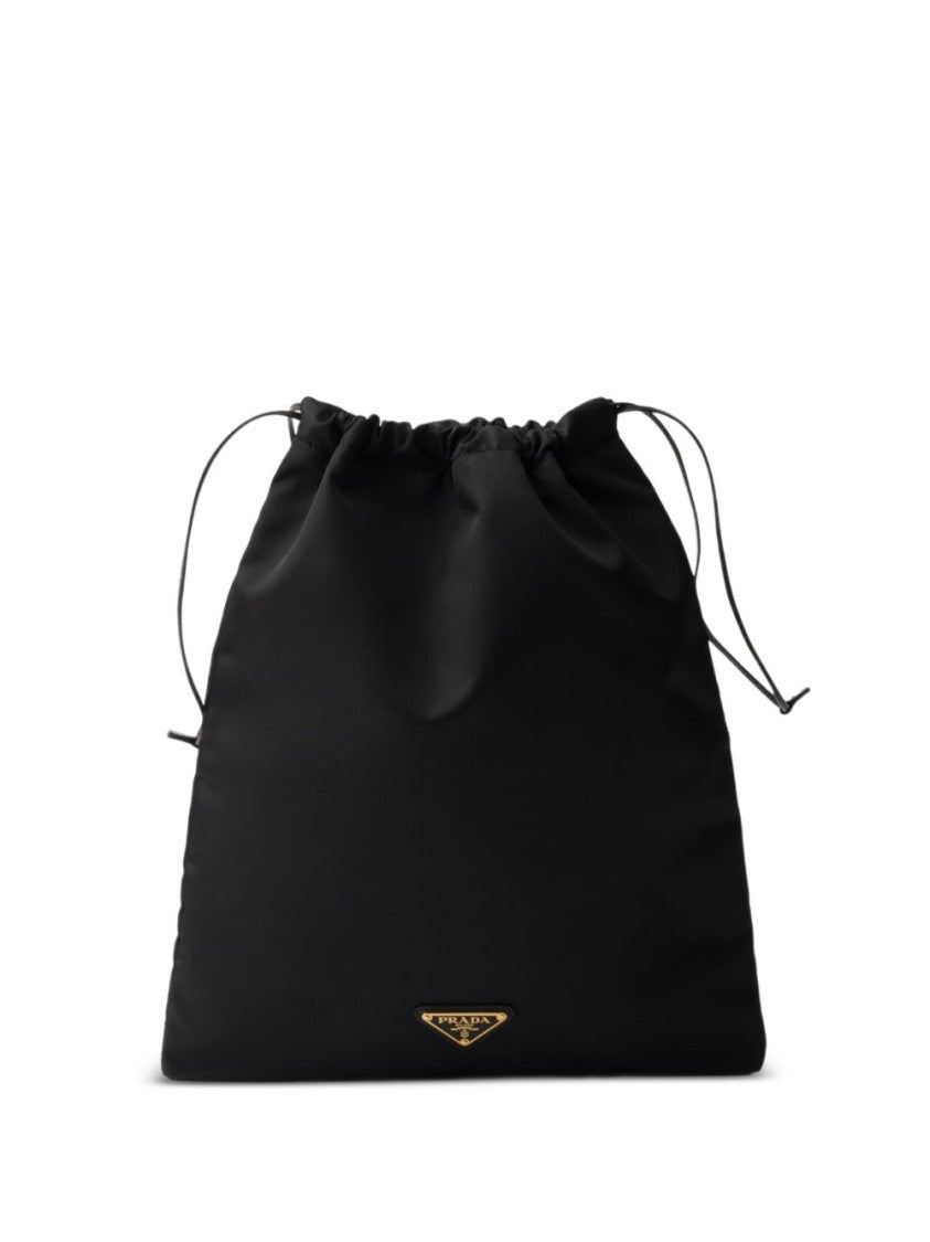 Prada Black Recycled Polyamide Drawstring Shoulder Bag
