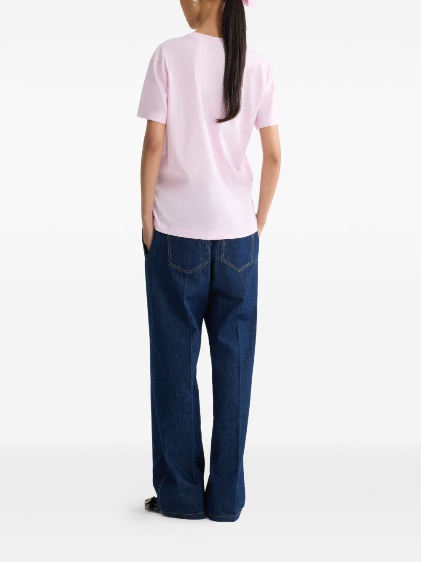 Patou Pink Logo Detail Short Sleeve Top