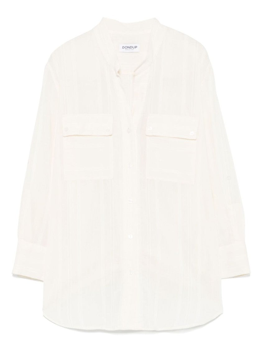 Dondup Relaxed Fit White Button-Down Shirt With Chest Pockets