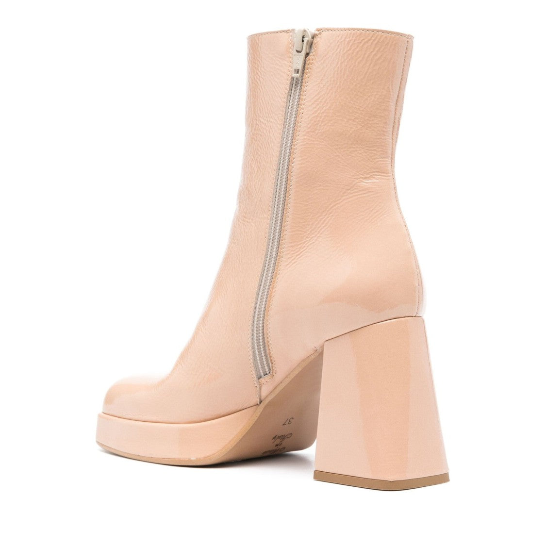 Vamsko Beige Dorit Patent Leather Platform Boots