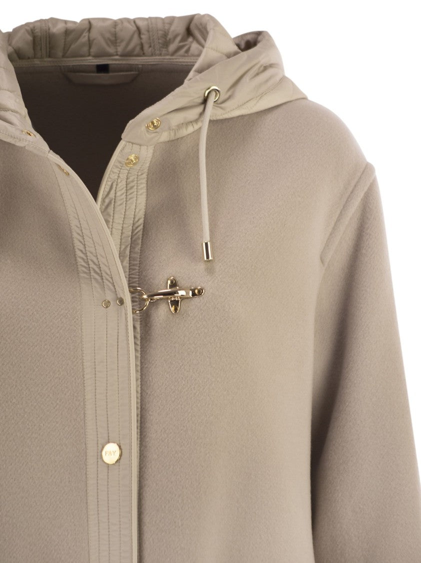 Fay Two-Material Wool And Cashmere Caban Coat