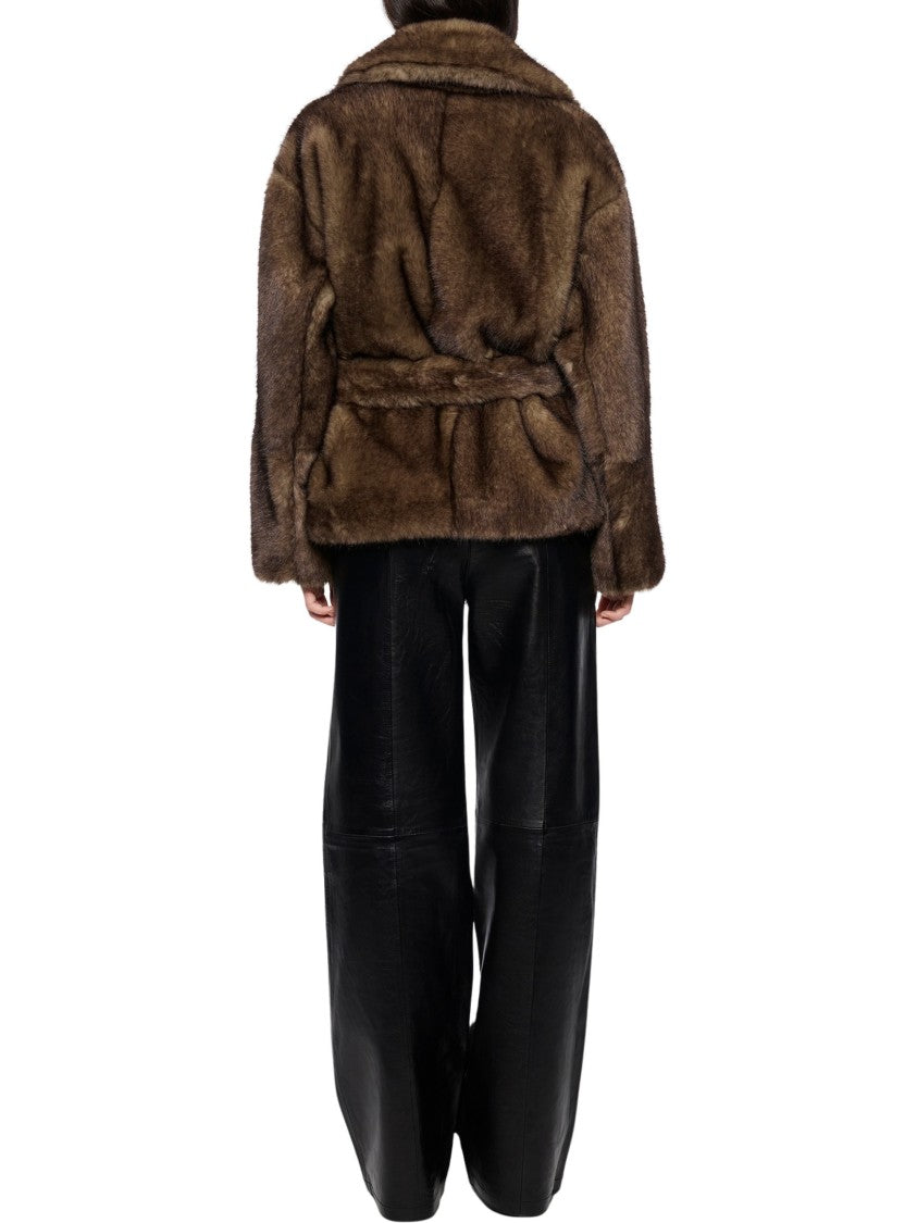 Stand Studio Mid-Length Faux Fur Silena Jacket With Wide Lapel