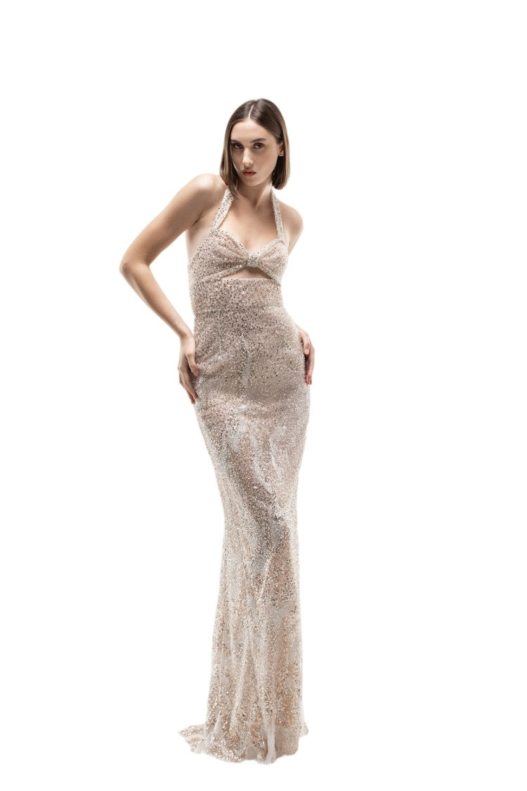Saiid Kobeisy Embroidered Tulle Fitted Dress