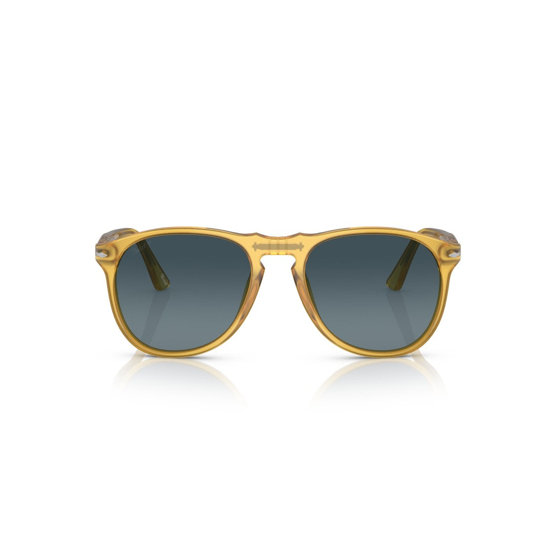 Persol 0Po9649s Translucent Amber Acetate Sunglasses With Round Shape