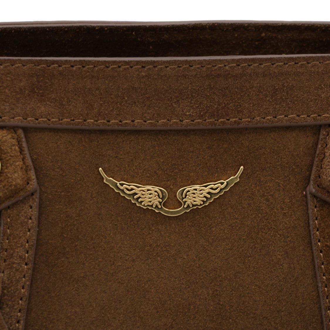 Zadig & Voltaire Rectangular Suede Shoulder Bag With Gold Wing Emblem