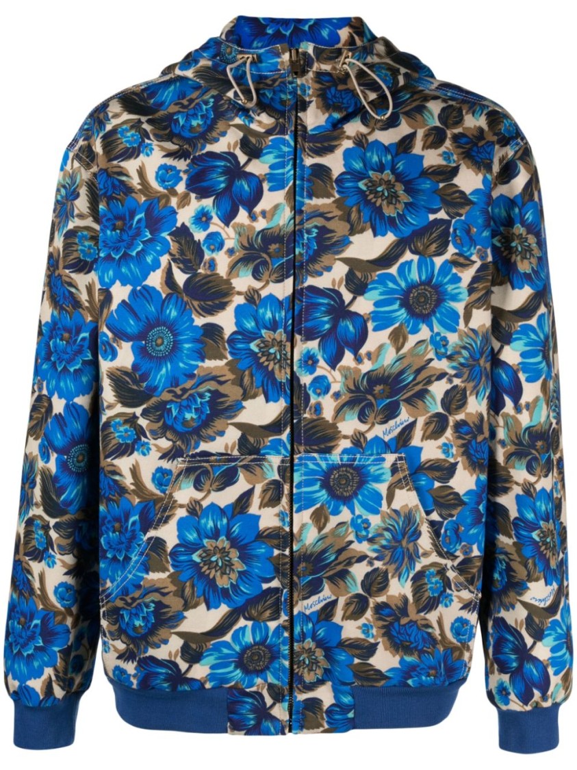 Moschino Cobalt Blue Floral Print Casual Jacket