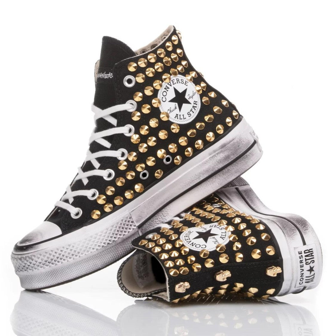 Converse Platform Black Gold Studs